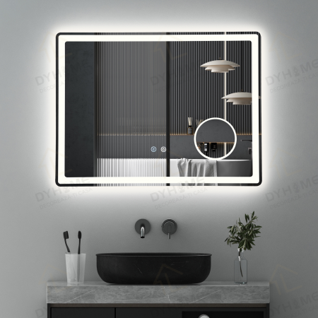 Oglinda LED DY023, 80x60, Intrerupator Touch ,Dezaburire si Lupa, 3 Tipuri De Lumina Si Dimabila [3]
