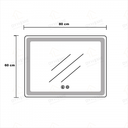 Oglinda LED DY033A, 80x60, Intrerupator Touch Si Dezaburire , 3 Tipuri De Lumina Si Dimabila, Rama din Aluminiu Auriu [9]