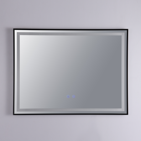 Oglinzi LED Dreptunghiulare - Oglinda LED DY033N, 80x60, Intrerupator Touch Si Dezaburire, 3 Tipuri De Lumina Si Dimabila, Rama din Aluminiu Negru