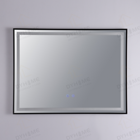 Oglinda LED DY033N, 80x60, Intrerupator Touch Si Dezaburire, 3 Tipuri De Lumina Si Dimabila, Rama din Aluminiu Negru [6]