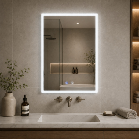 Oglinda LED DY035, 60x80, Intrerupator Touch Si Dezaburire, 3 Tipuri De Lumina Si Dimabila, Margine Mata [3]