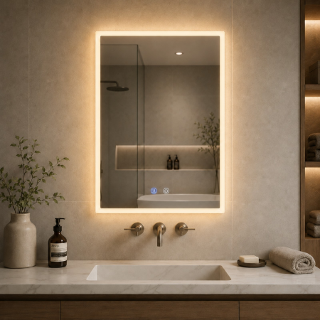 Oglinda LED DY035, 60x80, Intrerupator Touch Si Dezaburire, 3 Tipuri De Lumina Si Dimabila, Margine Mata [4]
