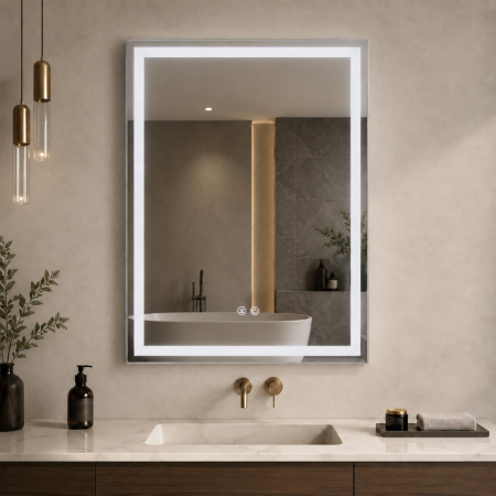 Oglinda LED DY037, 60x80, Intrerupator Touch Si Dezaburire, 3 Tipuri De Lumina Si Dimabila, Margine Mata [3]