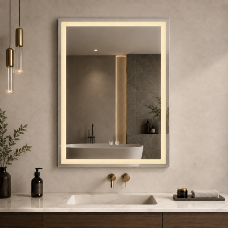 Oglinda LED DY037, 60x80, Intrerupator Touch Si Dezaburire, 3 Tipuri De Lumina Si Dimabila, Margine Mata [4]