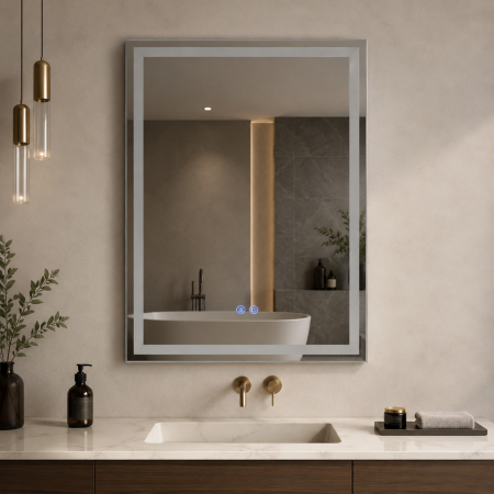 Oglinda LED DY037, 60x80, Intrerupator Touch Si Dezaburire, 3 Tipuri De Lumina Si Dimabila, Margine Mata [1]