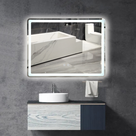 Oglinda LED DY037Y, 80x60, Intrerupator Touch Si Dezaburire, 3 Tipuri De Lumina Si Dimabila, Margine Mata [4]