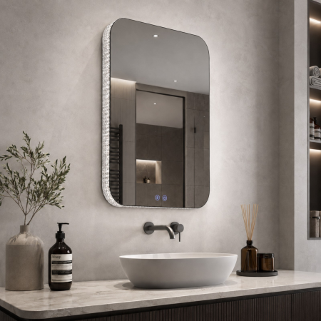 Oglinda LED DY038, 50x70, Intrerupator Touch Si Dezaburire, 3 tipuri de lumina Si Dimabila, Rama din Acril [1]