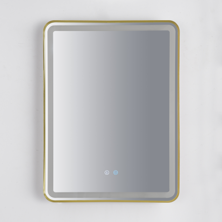 Oglinzi LED Dreptunghiulare - Oglinda LED DY039A, 60x80, Intrerupator Touch Si Dezaburire, 3 Tipuri De Lumina Si Dimabila, Rama din Aluminiu Auriu