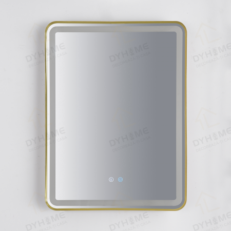 Oglinda LED DY039A, 60x80, Intrerupator Touch Si Dezaburire, 3 Tipuri De Lumina Si Dimabila, Rama din Aluminiu Auriu [6]