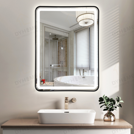 Oglinda LED DY039N, 60x80, Intrerupator Touch Si Dezaburire, 3 Tipuri De Lumina Si Dimabila, Rama din Aluminiu Negru [3]