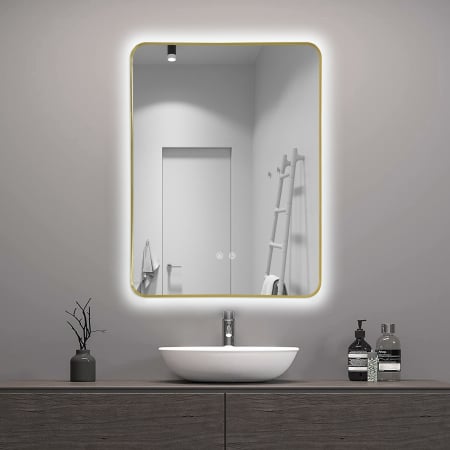 Oglinda LED DY041, 60x80, Intrerupator Touch Si Dezaburire, 3 Tipuri De Lumina Si Dimabila, Rama din Aluminiu Auriu [2]