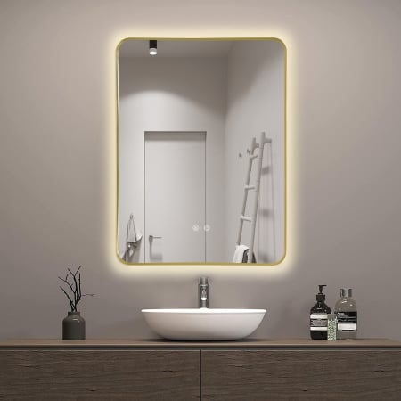 Oglinda LED DY041, 60x80, Intrerupator Touch Si Dezaburire, 3 Tipuri De Lumina Si Dimabila, Rama din Aluminiu Auriu [3]