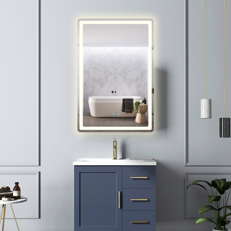 Oglinda LED DY057-100, 60x90, Intrerupator Touch Si Dezaburire, 3 Tipuri De Lumina Si Dimabila, Margine Mata [4]