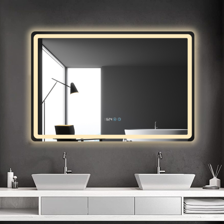 Oglinda LED DY058-100, 120x80, Intrerupator Touch, Dezaburire si Ceas, 3 Tipuri De Lumina Si Dimabila, Margine Mata [3]