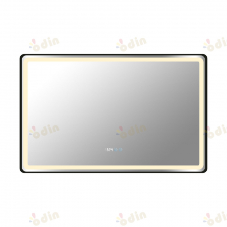 Oglinda LED DY058-101A, 110x70, Intrerupator Touch, Dezaburire si Ceas , 3 Tipuri De Lumina Si Dimabila, Rama din Aluminiu Negru [6]