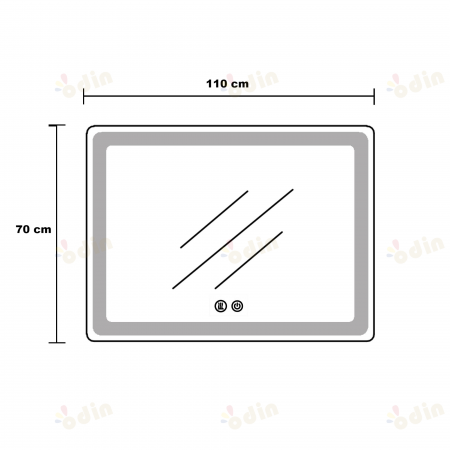 Oglinda LED DY058-105, 110x70, Intrerupator Touch, Dezaburire si Ceas , 3 Tipuri De Lumina Si Dimabila, Margine Mata [6]