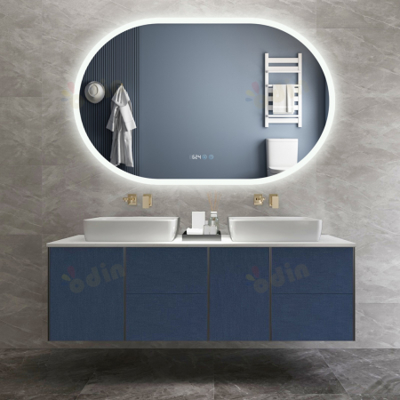 Oglinda LED DY058-105, 110x70, Intrerupator Touch, Dezaburire si Ceas , 3 Tipuri De Lumina Si Dimabila, Margine Mata [1]