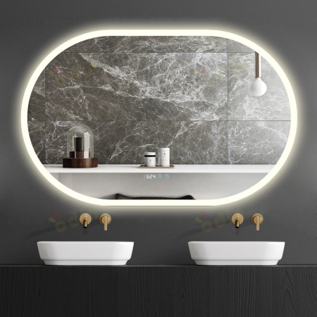 Oglinda LED DY058-105, 110x70, Intrerupator Touch, Dezaburire si Ceas , 3 Tipuri De Lumina Si Dimabila, Margine Mata [3]