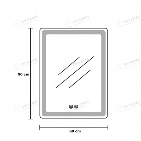 Oglinda LED DY061-100N, 60x90, Intrerupator Touch Si Dezaburire, 3 Tipuri De Lumina Si Dimabila, Rama Negru [7]