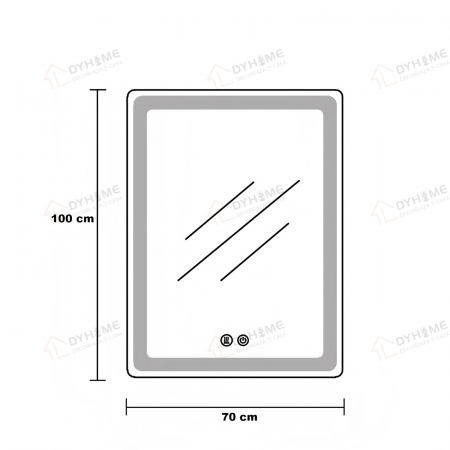 Oglinda LED DY22012-1, 70x100, Orizontal / Vertical, Intrerupator Touch Si Dezaburire, 3 Tipuri De Lumina Si Dimabila, Margine Mata [6]