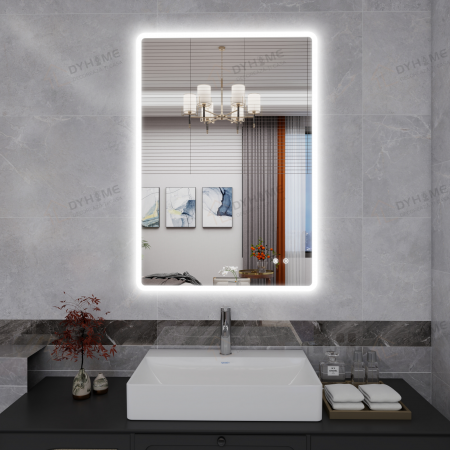 Oglinda LED DY22012-1, 70x100, Orizontal / Vertical, Intrerupator Touch Si Dezaburire, 3 Tipuri De Lumina Si Dimabila, Margine Mata [1]