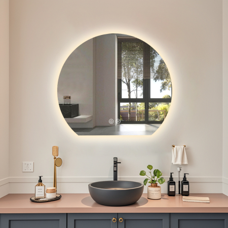 Oglinda LED DY22015, Semicerc 100x84, Intrerupator Touch Si Dezaburire, 3 Tipuri De Lumina Si Dimabila [2]