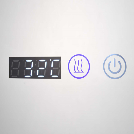 Oglinda LED DY22019-1A, Rotunda 80cm, Intrerupator Touch, Dezaburire si Ceas, 3 Tipuri De Lumina Si Dimabila, Rama din Aluminiu Auriu [6]