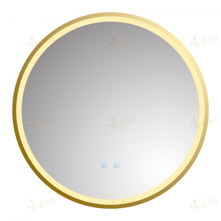 Oglinda LED DY22021-5, Rotunda 60cm, Intrerupator Touch Si Dezaburire, 3 Tipuri De Lumina Si Dimabila, Rama Auriu [4]