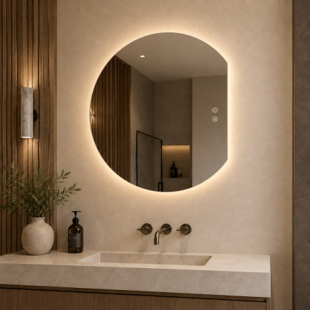 Oglinda LED DY22028-100, Semicerc 60x50, Intrerupator Touch Si Dezaburire, 3 Tipuri De Lumina Si Dimabila [8]