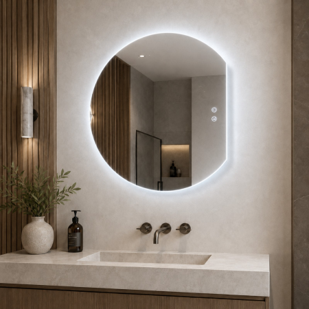 Oglinda LED DY22028-100, Semicerc 60x50, Intrerupator Touch Si Dezaburire, 3 Tipuri De Lumina Si Dimabila [7]