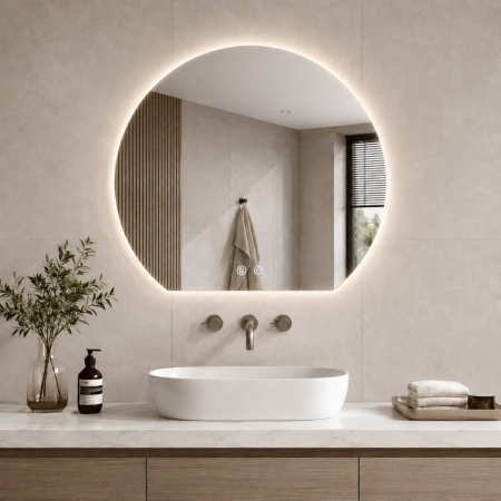 Oglinda LED DY22028-100, Semicerc 60x50, Intrerupator Touch Si Dezaburire, 3 Tipuri De Lumina Si Dimabila [5]