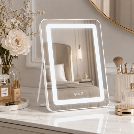 Oglinda LED DYOD-07 MAKEUP Alb, 30x40, Intrerupator Touch  3 Tipuri De Lumina Si Dimabila [2]