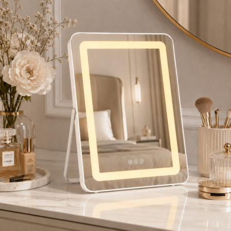 Oglinda LED DYOD-07 MAKEUP Alb, 30x40, Intrerupator Touch  3 Tipuri De Lumina Si Dimabila [3]