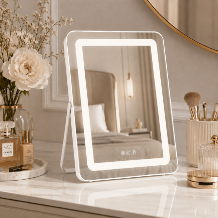 Oglinda LED DYOD-07 MAKEUP Alb, 30x40, Intrerupator Touch  3 Tipuri De Lumina Si Dimabila [4]