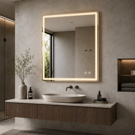 Oglindă LED ODIN dreptunghiulară 100 × 80 cm fără ramă, cu dezaburire – OD22011-2 [4]