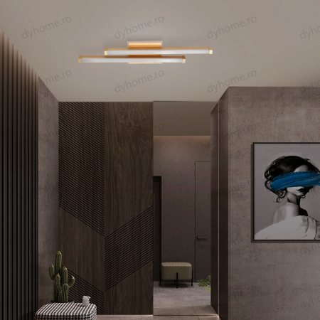 Plafoniera LED 2 linii design Auriu, 3 tipuri de lumin, 44W [7]