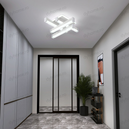 Plafoniere - Plafoniera LED 4 linii design Alb, 3 tipuri de lumina, 62W