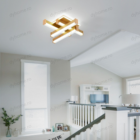Plafoniere - Plafoniera LED 4 linii design Auriu, 3 tipuri de lumina, 62W