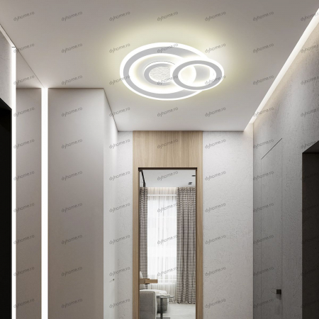Plafoniere - Plafoniera LED circular design alb, 3 tipuri de lumina, 108W