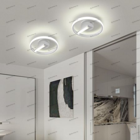 Plafoniere - Plafoniera LED circular design alb, 3 tipuri de lumina, 32W