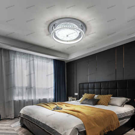 Plafoniere - Plafoniera LED circular design argint, 3 tipuri de lumina, 60W