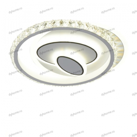 Plafoniere - Plafoniera LED circular design alb, 3 tipuri de lumina, 68W