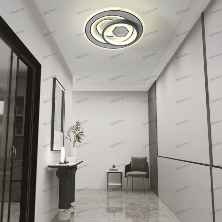 Plafoniere - Plafoniera LED circular design alb, 3 tipuri de lumina, 88W