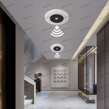 Plafoniere - Plafoniera LED circular design negru cu senzor, 24W