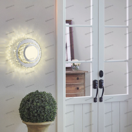 Candelabre & Cristale - Plafoniera LED cristal circular design, 3 tipuri de lumina, 72W