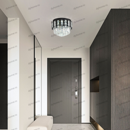 Plafoniera LED cristal circular design negru Diametru 300 mm, 3 tipuri de lumina, 48W [1]