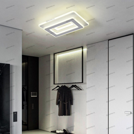 Plafoniere - Plafoniera LED dreptunghi design alb, 3 tipuri de lumina, 102W