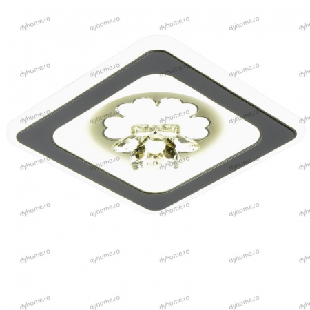 Plafoniere - Plafoniera LED partrat design alb, 3 tipuri de lumina, 66W