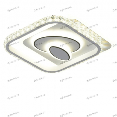 Plafoniere - Plafoniera LED partrat design alb, 3 tipuri de lumina, 68W