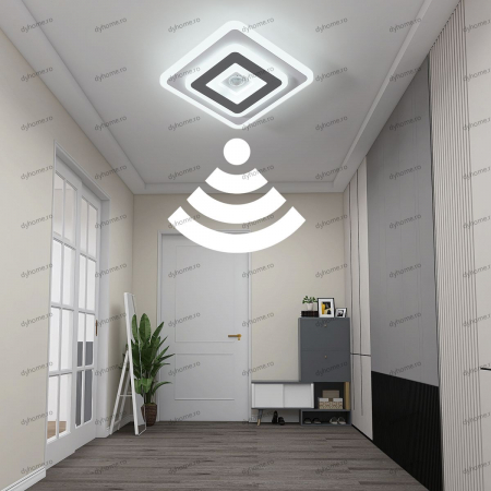 Plafoniere - Plafoniera LED partrat design alb cu senzor, 28W